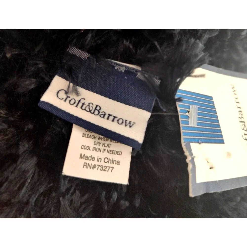 Croft & Barrow NWT Scarf Black Fluffy Textured Faux Fur Neck Warmer Shaggy 63